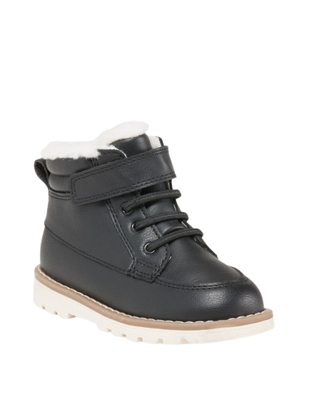 S12-04-0870 Faux-Leather Ankle Boots For Toddler Boys - Black