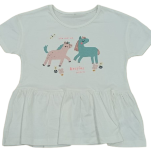 C47-08-1114-67YR Unicorn Flower Peplum Tops - White