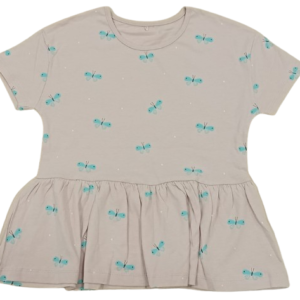 C47-08-1115-67YR Butterfly Peplum Tops - Nude Pink