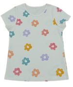 C47-08-1121-67YR Bright Patterned T-Shirts - White Flower