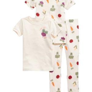 C12-06-1140 Unisex 3-Piece Snug-Fit Graphic Pajama Set for Toddler & Baby - Veggies