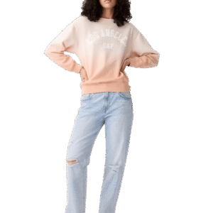 C06-11-1163-000M Relaxed Gap Graphic Sweatshirt - Pale Warm Pink