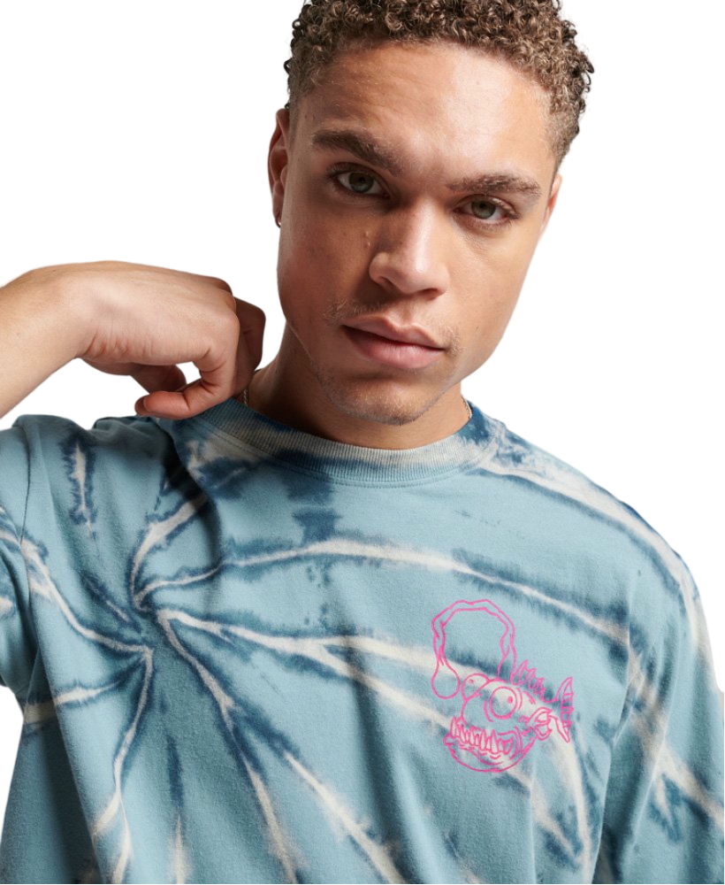 C99-10-1166-00XL Vintage Creatures T-Shirt - Oatmeal/Pottery Blue Tie Dye - Image 5