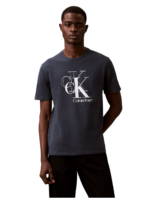 READYSTOCK Flocked Layered Monogram Logo Graphic Classic T-Shirt - Ink #21898252