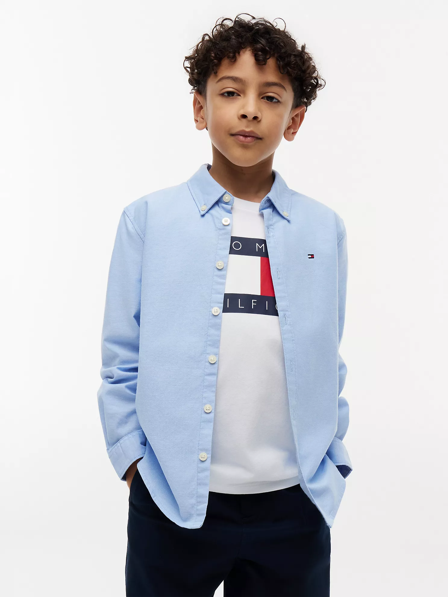 Kids' Stretch Oxford Shirt-Powder Blue