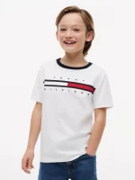 Kids' Flag Stripe Logo T-Shirt-Optic White