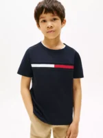 Kids' Flag Stripe Logo T-Shirt-Navy