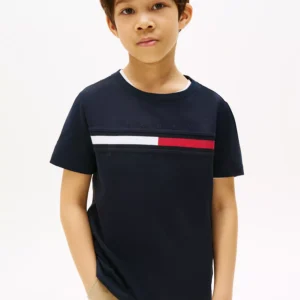 Kids' Flag Stripe Logo T-Shirt-Navy