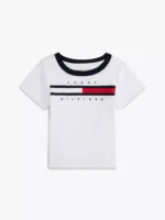 Babies' Flag Stripe Logo Ringer T-Shirt-Optic White