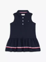 Babies' Sleeveless Stretch Polo Dress-Navy