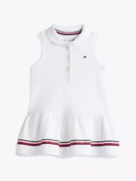 Babies' Sleeveless Stretch Polo Dress-Optic White