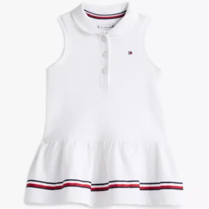 Babies' Sleeveless Stretch Polo Dress-Optic White