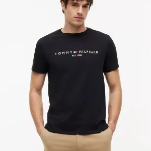 Embroidered Tommy Logo T-Shirt-Black