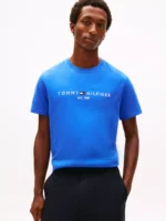 Embroidered Tommy Logo T-Shirt-Dazzling Blue