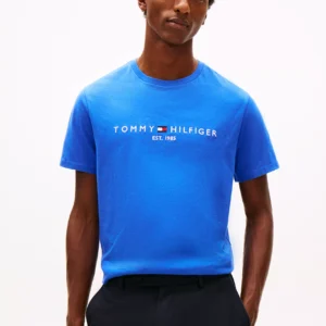 Embroidered Tommy Logo T-Shirt-Dazzling Blue