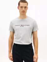 Embroidered Tommy Logo T-Shirt-Grey Heather