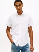 Regular Fit Short-Sleeve Oxford Shirt-Optic White