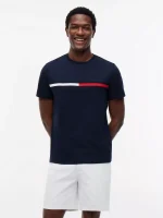 Embroidered Flag Logo T-Shirt-Navy