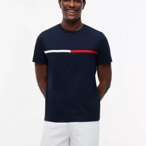 Embroidered Flag Logo T-Shirt-Navy