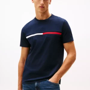 Embroidered Flag Logo T-Shirt-Navy