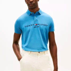 Embroidered Tommy Logo Polo-Dusty Indigo