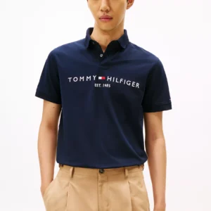 Men Embroidered Tommy Logo Polo-Navy