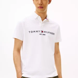 Men Embroidered Tommy Logo Polo-Fresh White