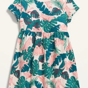 READYSTOCK Floral Dino Dress - pink/green