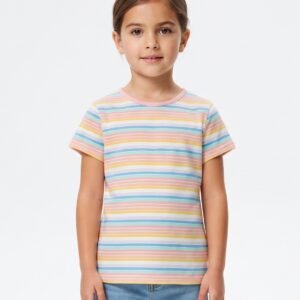 C47-08-1119-67YR Bright Patterned T-Shirts - Stripe Multi Color