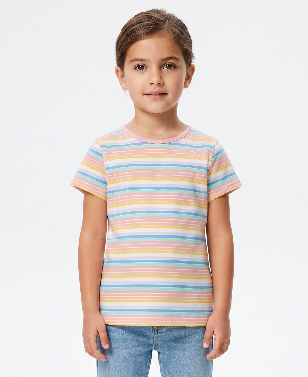C47-08-1119-67YR Bright Patterned T-Shirts - Stripe Multi Color
