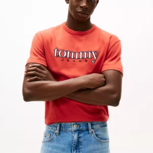 Tommy Jeans Embroidered Logo T-Shirt-Terracotta Red