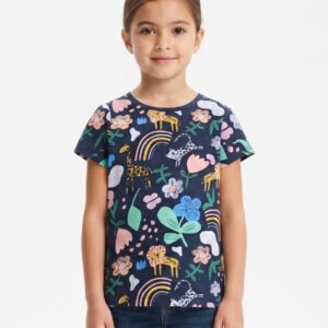 C47-08-1123-67YR Bright Patterned T-Shirts - Navy