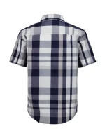 Boys Plaid Classic Button-Down Shirt-Blueberry/Soft Blue - Image 2