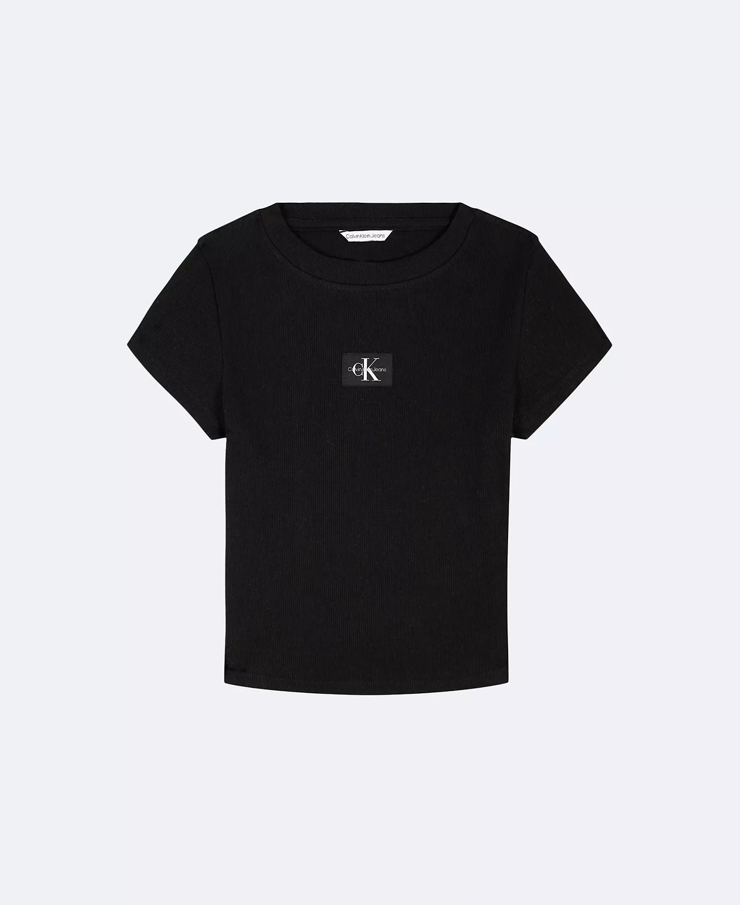 Girls Woven Monologo Rib T-Shirt-Cellar/Slvr