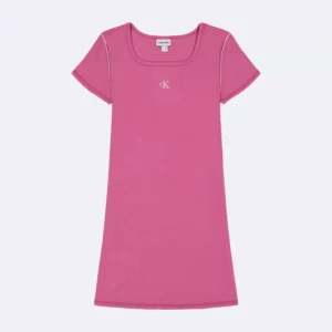 Girls Monogram Mini T-Shirt Dress-Spicebrry/Tabasco/Crnbrry