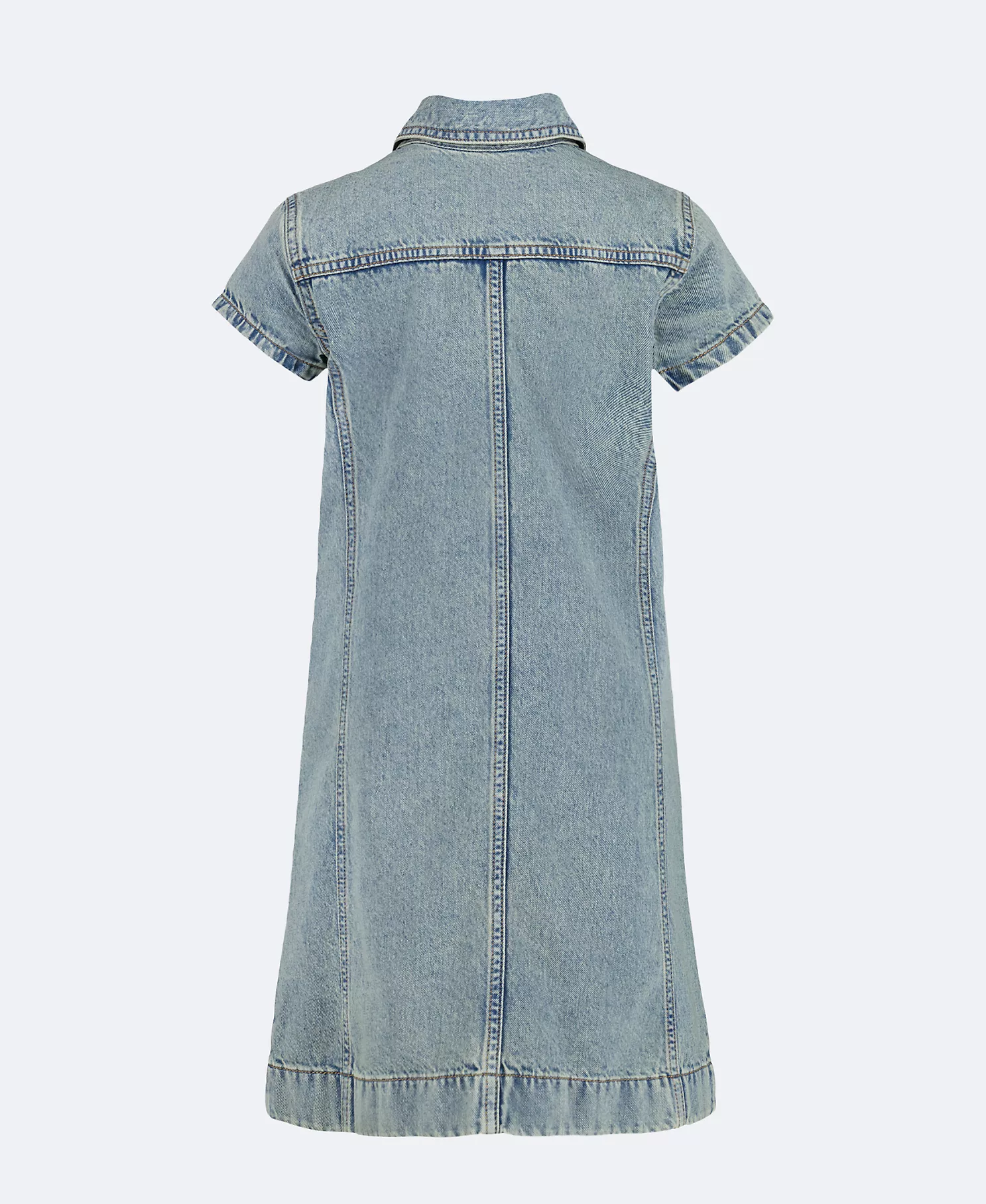 READYSTOCK Denim Zip Mini Dress-Coastal/Tibtn Red/Plr Sky - Image 2