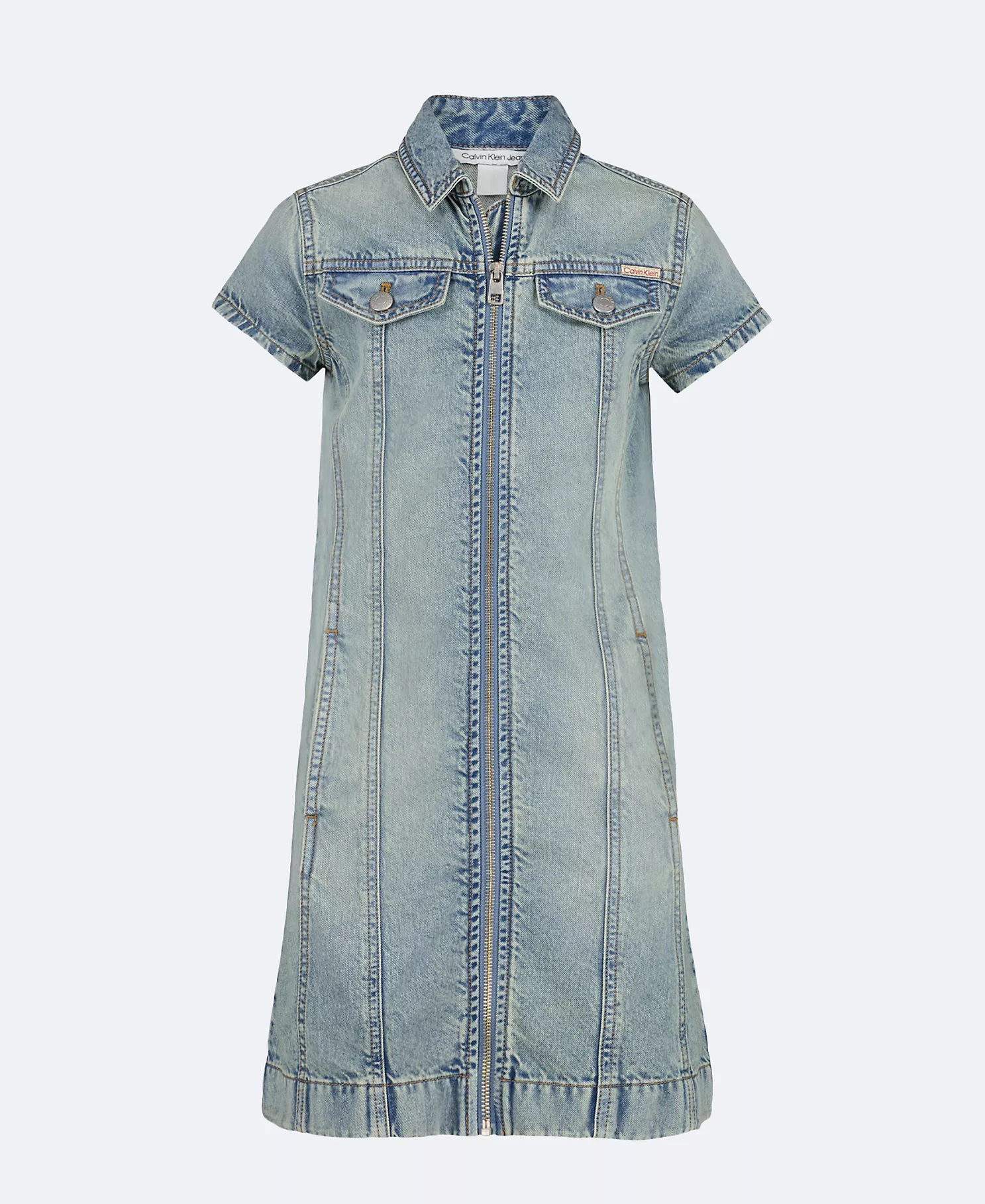 READYSTOCK Denim Zip Mini Dress-Coastal/Tibtn Red/Plr Sky