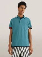 Slim Fit Flag Cuff Polo-Frosted Green