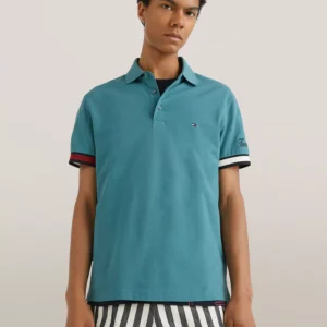 Slim Fit Flag Cuff Polo-Frosted Green