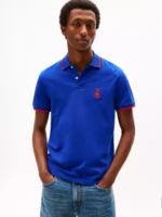 Regular Fit Crest Logo Pique Polo-Wedge Blue