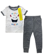 READYSTOCK Unisex Pajama Set for Toddler Snuggle Monster - CREAM/GREY
