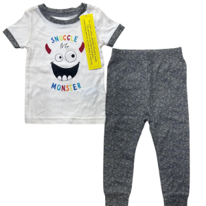 READYSTOCK Unisex Pajama Set for Toddler Snuggle Monster - CREAM/GREY