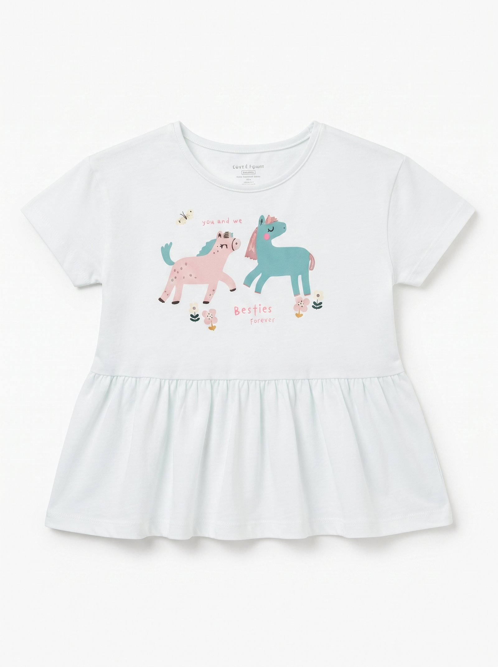 C47-08-1114-67YR Unicorn Flower Peplum Tops - White - Image 2