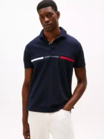 Regular Fit Embroidered Stripe Polo-Navy