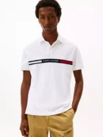 Regular Fit Embroidered Stripe Polo-White