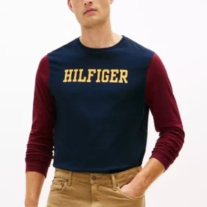Long-Sleeve Colorblock Hilfiger T-Shirt-Navy
