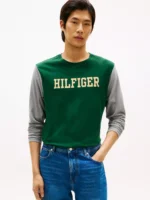 Long-Sleeve Colorblock Hilfiger T-Shirt-Ornamental Green