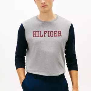 Long-Sleeve Colorblock Hilfiger T-Shirt-Grey Heather