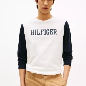 Long-Sleeve Colorblock Hilfiger T-Shirt-Ivory