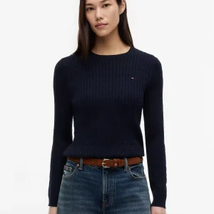 Cable Knit Sweater -Navy
